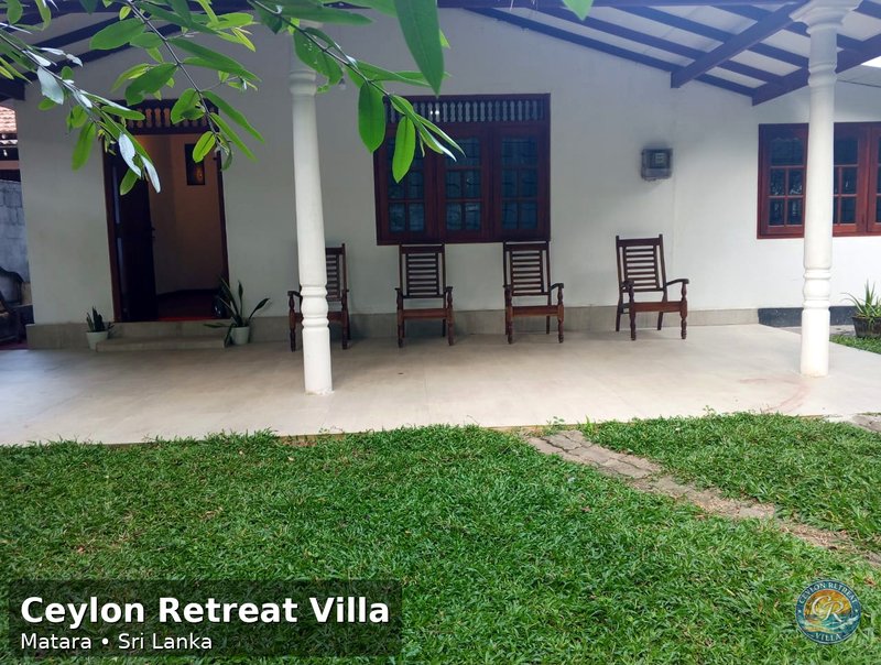 Front porch and garden seating at Ceylon Retreat Villa
